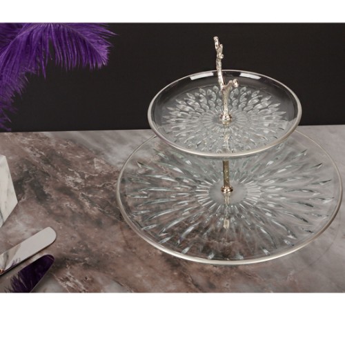 Picture of Arya 2 Tier Presentation Plate - Silver