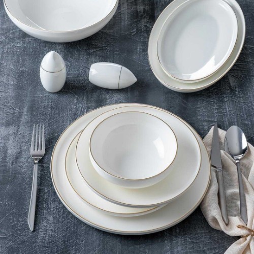 Picture of Nüma Bone 30 Pieces Porcelain Dinnerware Set - Gold
