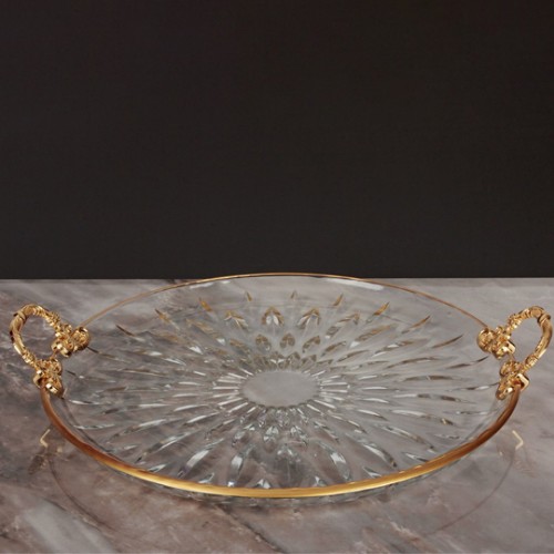 Picture of Arya Cake and Pastry Presentation Plate with Handle - Gold