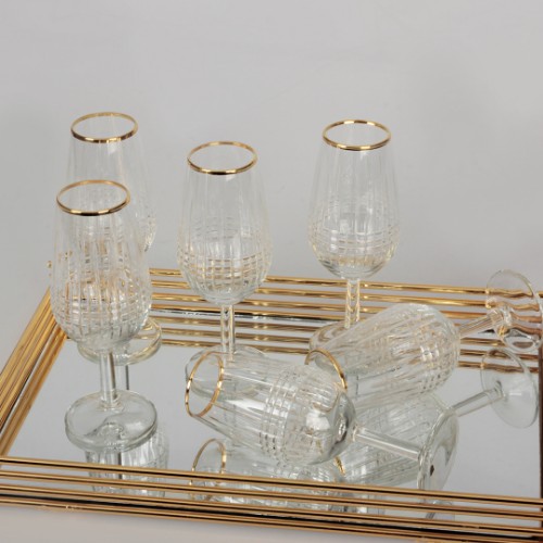 Picture of Sakson Lizbon Crystal Water Glasses Set of 6 - Gilded