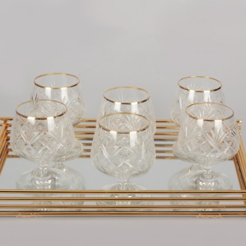 Picture of Rona Nazenin Crystal Water Glasses Set of 6 - Gilded
