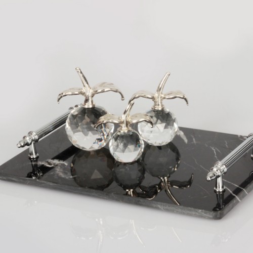Apple Decorative Living Room Accessory Set of 3 - Silver