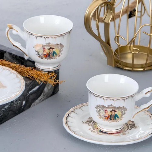 Picture of Alessia Porcelain Turkish Coffee Set of 2 - Gold