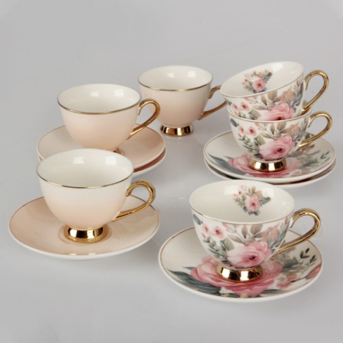 Picture of Birdy Flower Porcelain Turkish Coffee Set of 6