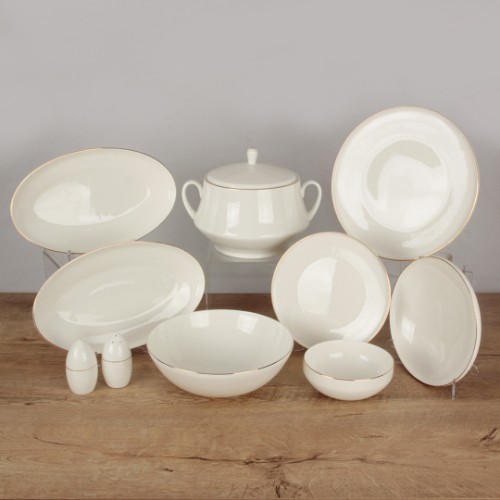 Picture of Gold Thin 55 Pieces Porcelain Dinnerware Set