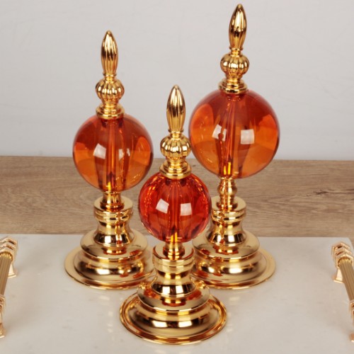 Picture of Globe Gold Düz 3 lü Dekoratif Kristal Küre - Turuncu