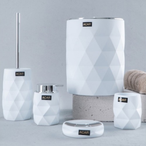 Picture of Aria Diamond Bathroom Accessories Set of 5 - White