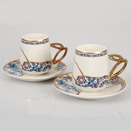 Picture of Ethnic Porcelain Turkish Coffee Set of 6 - Blue